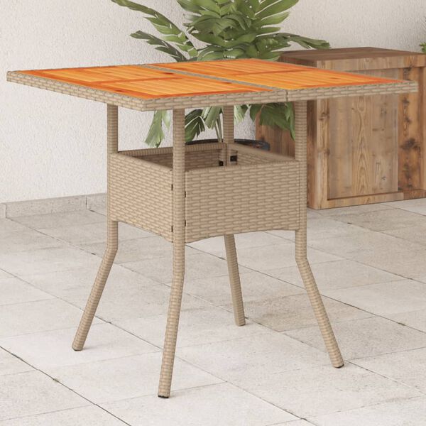 vidaXL Garden Table Beige PE rattan 31.5 x 31.5 in