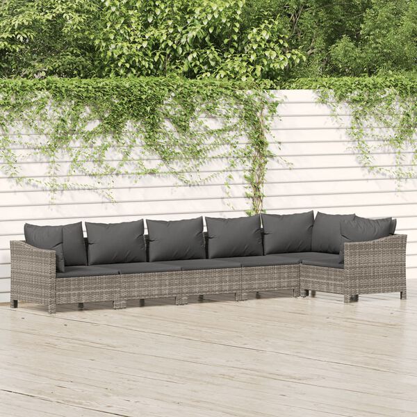 vidaXL Garden Lounge Set Gray PE Rattan Large Modular