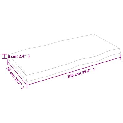 Isometric diagram showing dimensions of a rectangular 100 cm by 50 cm cushion or mat with thickness 6 cm.
