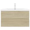 vidaXL Sink Cabinet With Basin Sonoma Oak, White Engineered Wood, Ceramic
