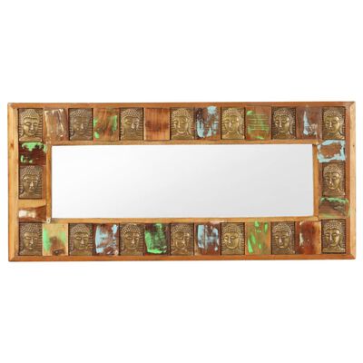 vidaXL Mirror with Buddha Cladding 43.3"x19.7" Solid Reclaimed Wood