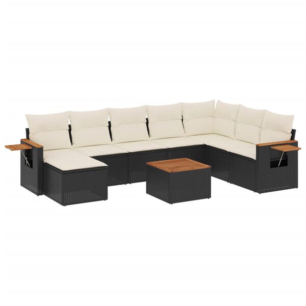 vidaXL Garden Sofa Set Black and Cream