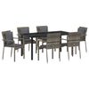 vidaXL Garden Dining Set with Cushion 7 pcs Grey Poly Rattan