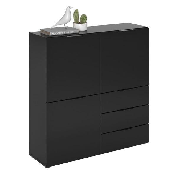 FMD Drawers Chest Black Melamine-coated chipboard Medium