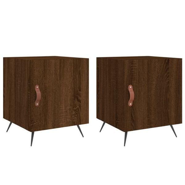 vidaXL Bedside Cabinet Set of 2 Brown Oak