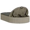 vidaXL Double Sun Lounger with Cushions Light Grey Poly Rattan