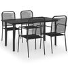 vidaXL Garden Dining Set Black Powder-coated steel, glass, cotton rope