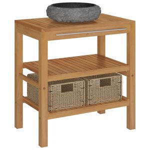 vidaXL Vanity Cabinet With Sink Natural Wood and Black