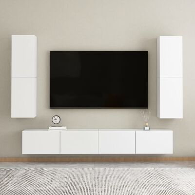 vidaXL TV Stands 2 pcs White 12"x11.8"x43.3" Engineered Wood
