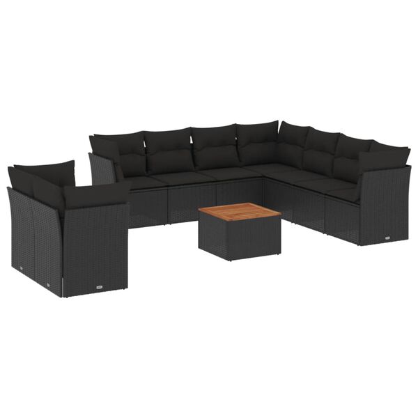 vidaXL Garden Sofa Set Black and Brown