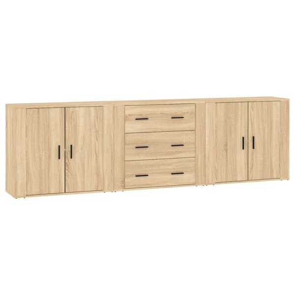 vidaXL Sideboard Set of 3 Sonoma Oak Engineered Wood Medium Sideboard