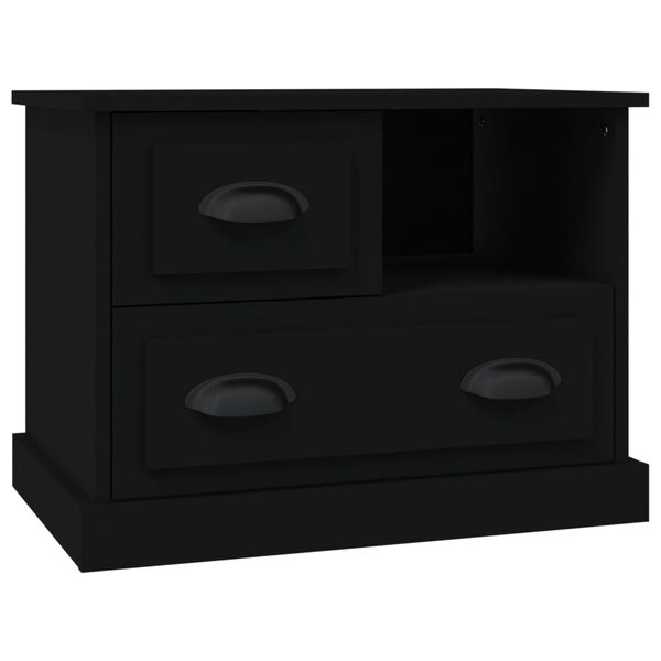 vidaXL Bedside Cabinet Black Engineered wood 23.6 x 15.4 x 17.7 in