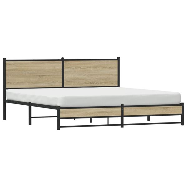 vidaXL Bed Frame Sonoma oak Steel, engineered wood Super King Bed Frame