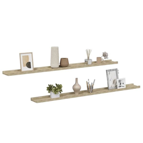 vidaXL Wall Shelf Set of 2 Sonoma Oak MDF Medium Wall Mounting