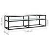 vidaXL TV Cabinet Black and White Marble Tempered Glass, Powder-Coated Steel