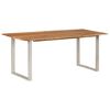 vidaXL Dining Table Natural wood with silver legs