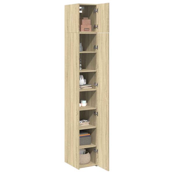 vidaXL Slim Storage Cabinet Sonoma Oak 11.8"x16.7"x88.6" Engineered Wood
