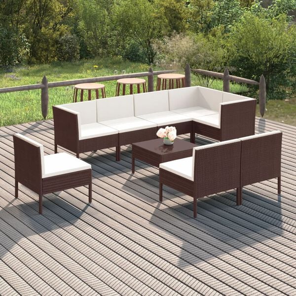 vidaXL Garden Lounge Set Brown, Cream White