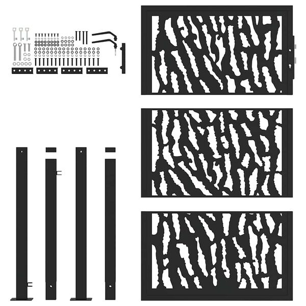 vidaXL Garden Gate Black 39.4x59.1" Steel Trace  Design