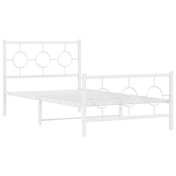 vidaXL Bed Frame White Steel Twin Bed Frame Rectangular Industrial