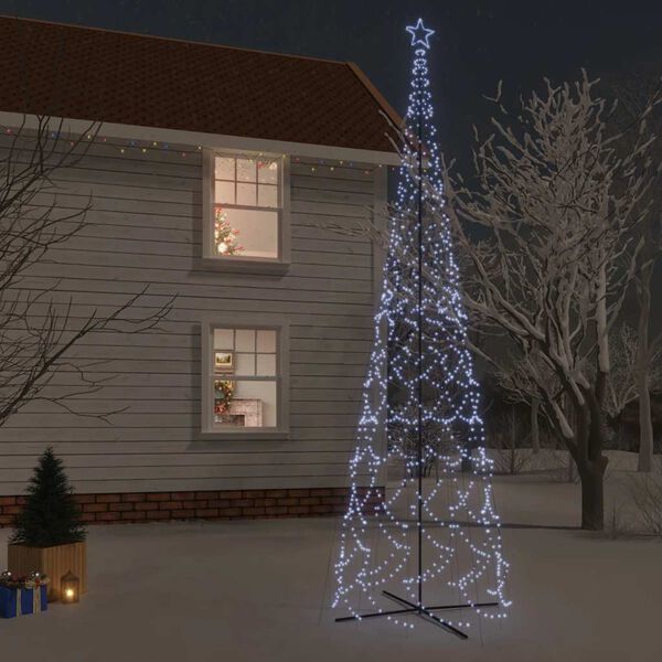 vidaXL Christmas Cone Tree Cool White Powder-coated steel, copper, PVC