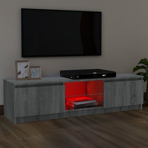 vidaXL TV Stand with LED Lights Gray Sonoma 47.2"x11.8"x14.2"