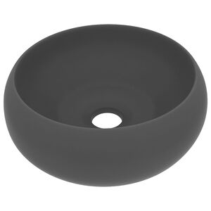 vidaXL Luxury Wash Basin Round Matt Dark Grey 15.7x5.9" Ceramic