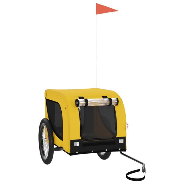 vidaXL Pet Bike Trailer Yellow and Black Oxford Fabric, Iron, PVC Small