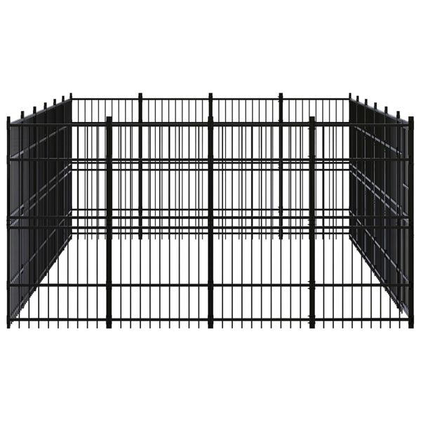 vidaXL Dog Kennel Black Powder-coated steel Large Durable Dog Kennel