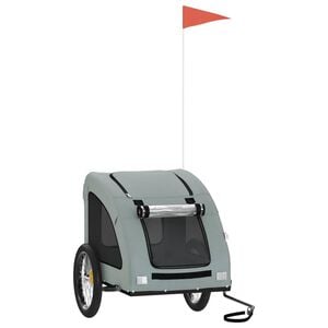 vidaXL Pet Bike Trailer Grey Oxford Fabric, Iron, PVC Small Foldable