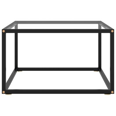 vidaXL Coffee Table Black with Tempered Glass 23.6"x23.6"x13.8"