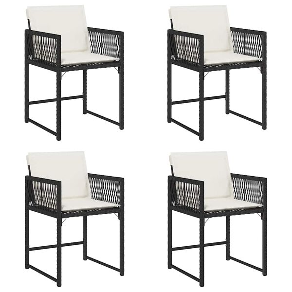 vidaXL Garden Chair Set of 4 Black, Cream PE rattan