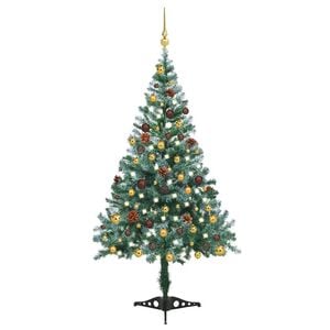 vidaXL Frosted Pre-lit Christmas Tree with Ball Set&Pinecones 59.1"
