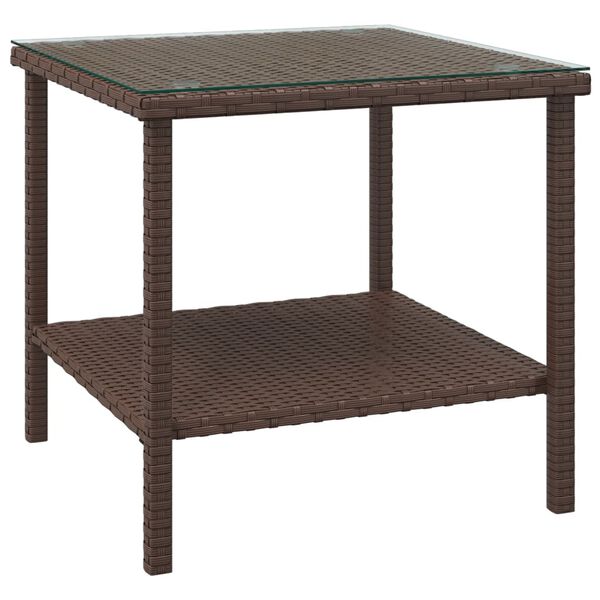 vidaXL Side Table Brown Poly Rattan Small Durable Side Table Square