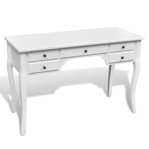 vidaXL Desk White MDF Large Desk Rectangular French Country