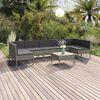 vidaXL Garden Lounge Set Grey PE rattan, powder-coated steel, polyester