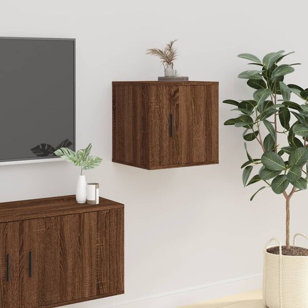 vidaXL Wall Mounted Tv Cabinet Set of 2 Brown Oak Engineered wood Medium