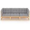 vidaXL Garden Sofa Grey Solid pinewood, Grey fabric (100% polyester)