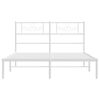 vidaXL Bed Frame White Powder-Coated Steel Full Bed Frame Rectangular