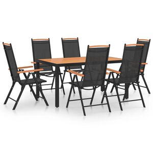 vidaXL Dining Set Black Powder-coated aluminum, Textilene, WPC Medium