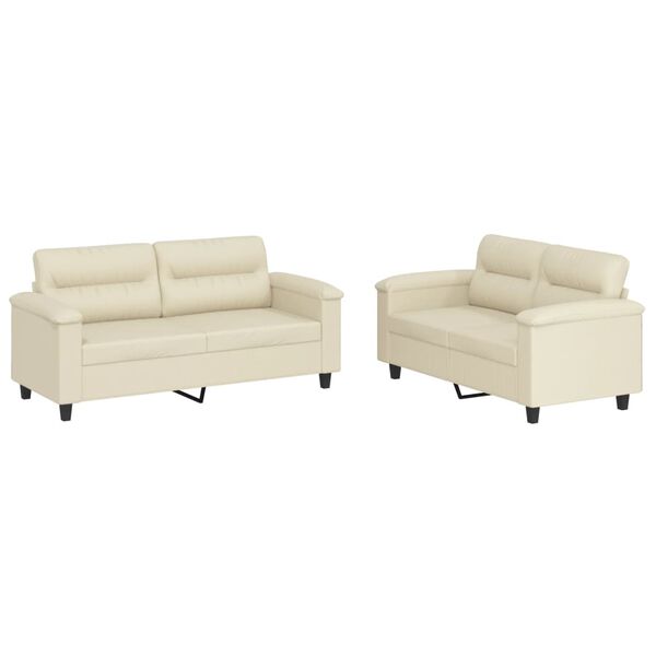 vidaXL Sofa Set Cream Faux leather, Metal, Plywood, Foam 2-Seater