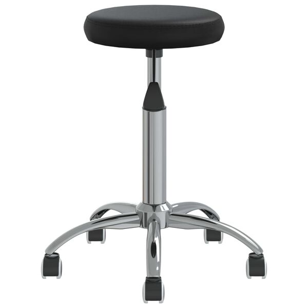 vidaXL Massage Stool Black Faux leather, chrome steel Swivel Modern