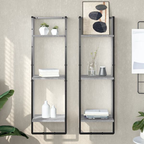 vidaXL Wall Shelf Grey Sonoma Engineered wood, metal Medium