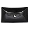 vidaXL Ceramic Bathroom Sink Basin Black Rectangular