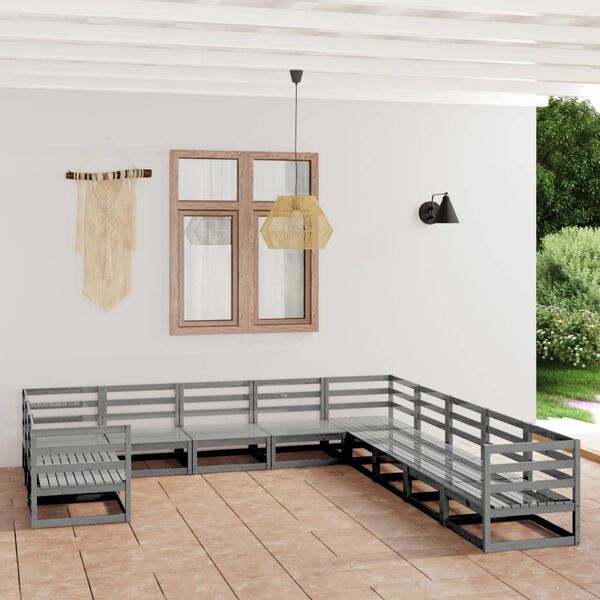 vidaXL Garden Lounge Set Grey Solid pinewood Medium Modular