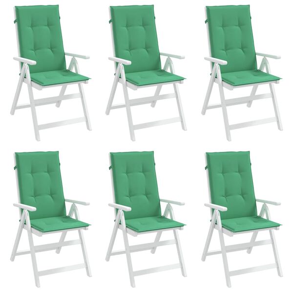 vidaXL Highback Chair Cushion Set of 6 Green 100% polyester