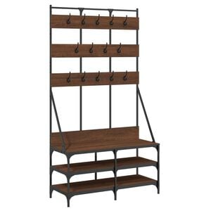 vidaXL Clothes Rack Brown Oak Engineered Wood Compact Clothes Rack