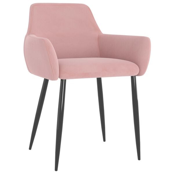 vidaXL Dining Chair Set of 2 Pink Velvet and Metal Medium