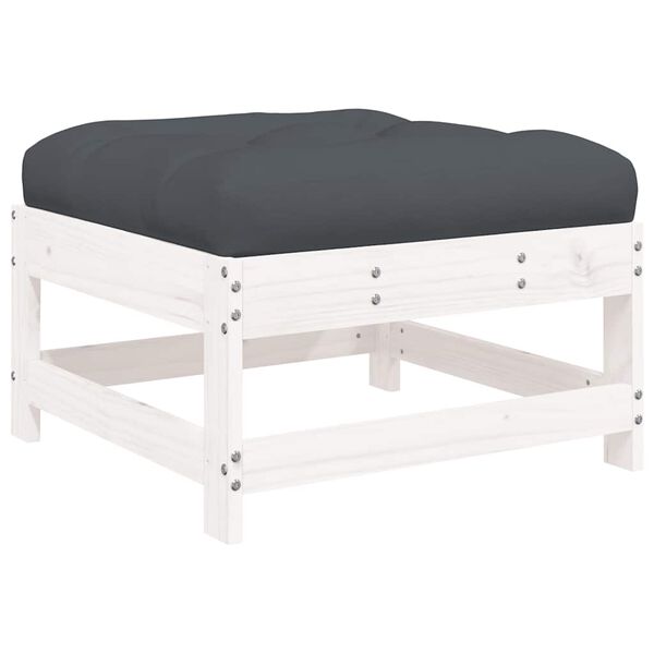 vidaXL Garden Footstool White, Anthracite