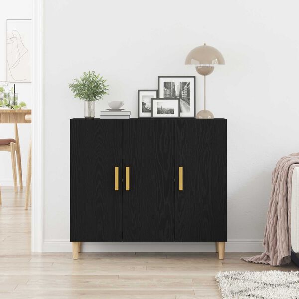 vidaXL Sideboard Black Oak 35.43 x 13.39 x 31.50 in Engineered Wood